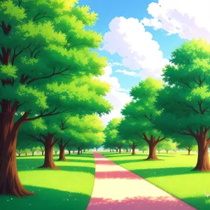 Serene Summer Landscape with Tree and Clouds
