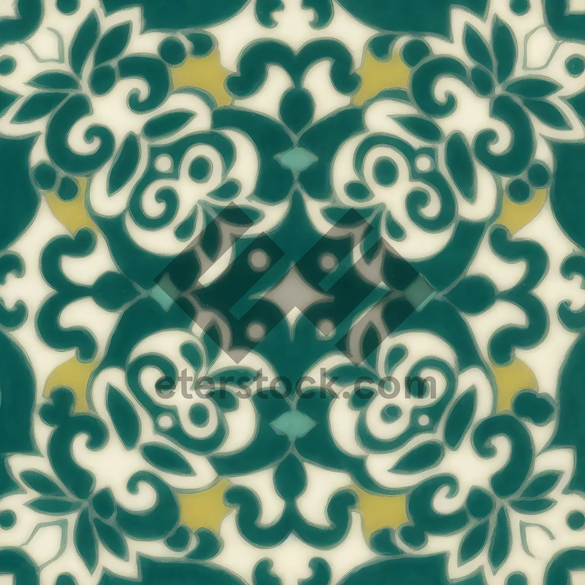 Picture of Floral vintage ornament swirl pattern on silk fabric