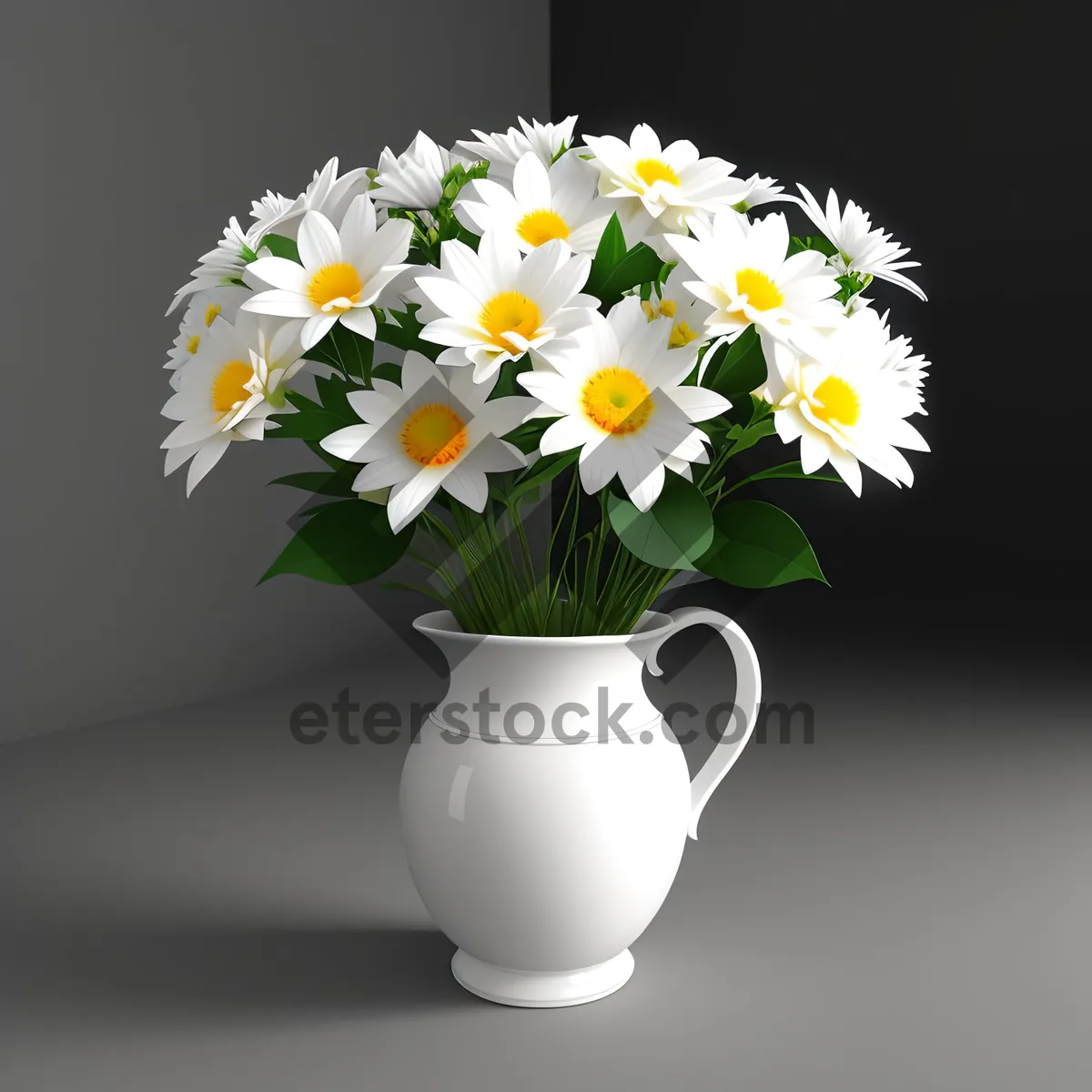 Picture of White Daisy Bouquet in Floral Vase