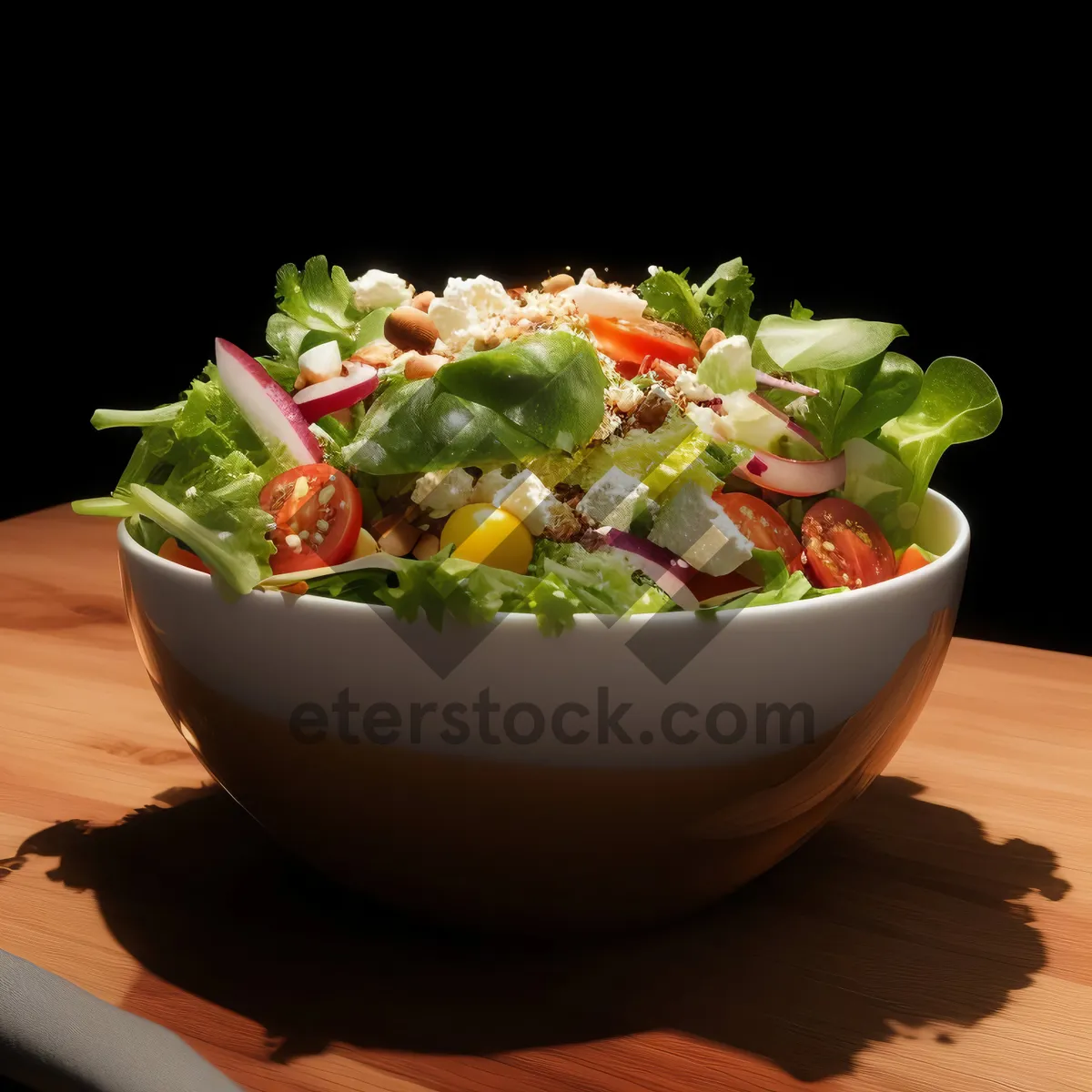 Picture of Fresh vegetable salad with cherry tomatoes and guacamole dip.