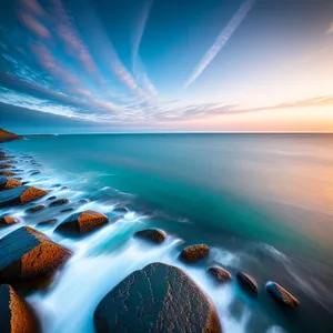 Vibrant Sunset over Ocean Waves