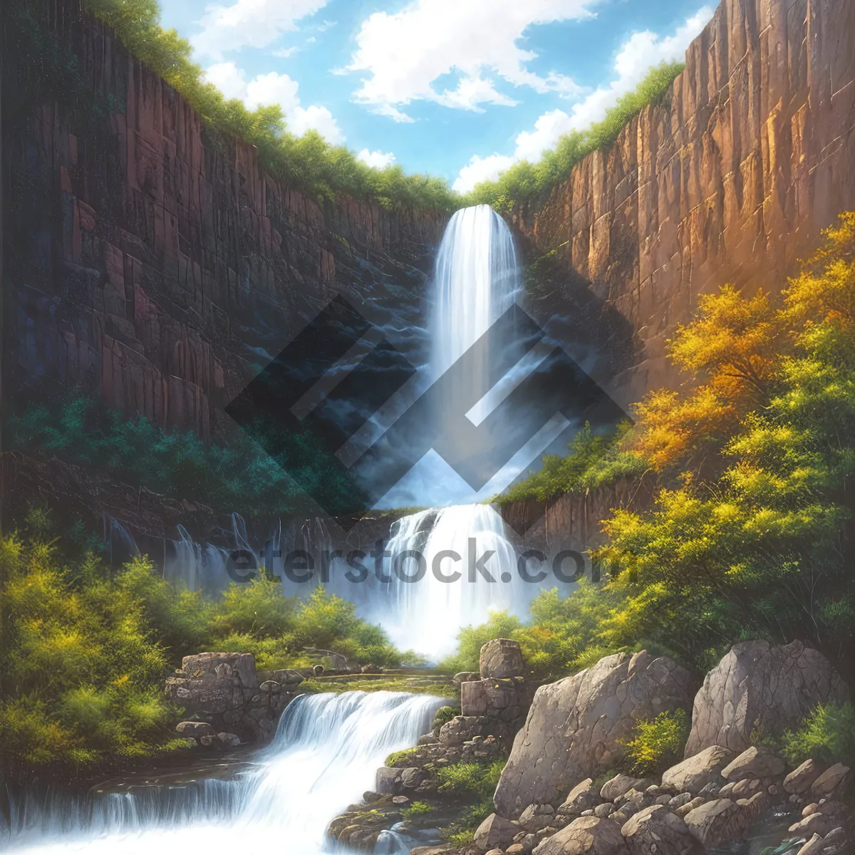 Picture of Serene Cascade in Wild Forest