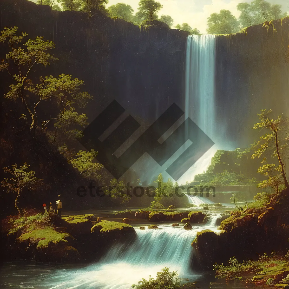 Picture of Serene Cascading Waters in Forest Valley