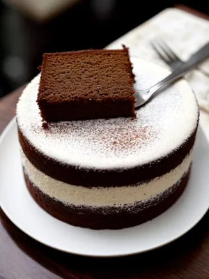 Delicious Chocolate Cake Slice with Cream