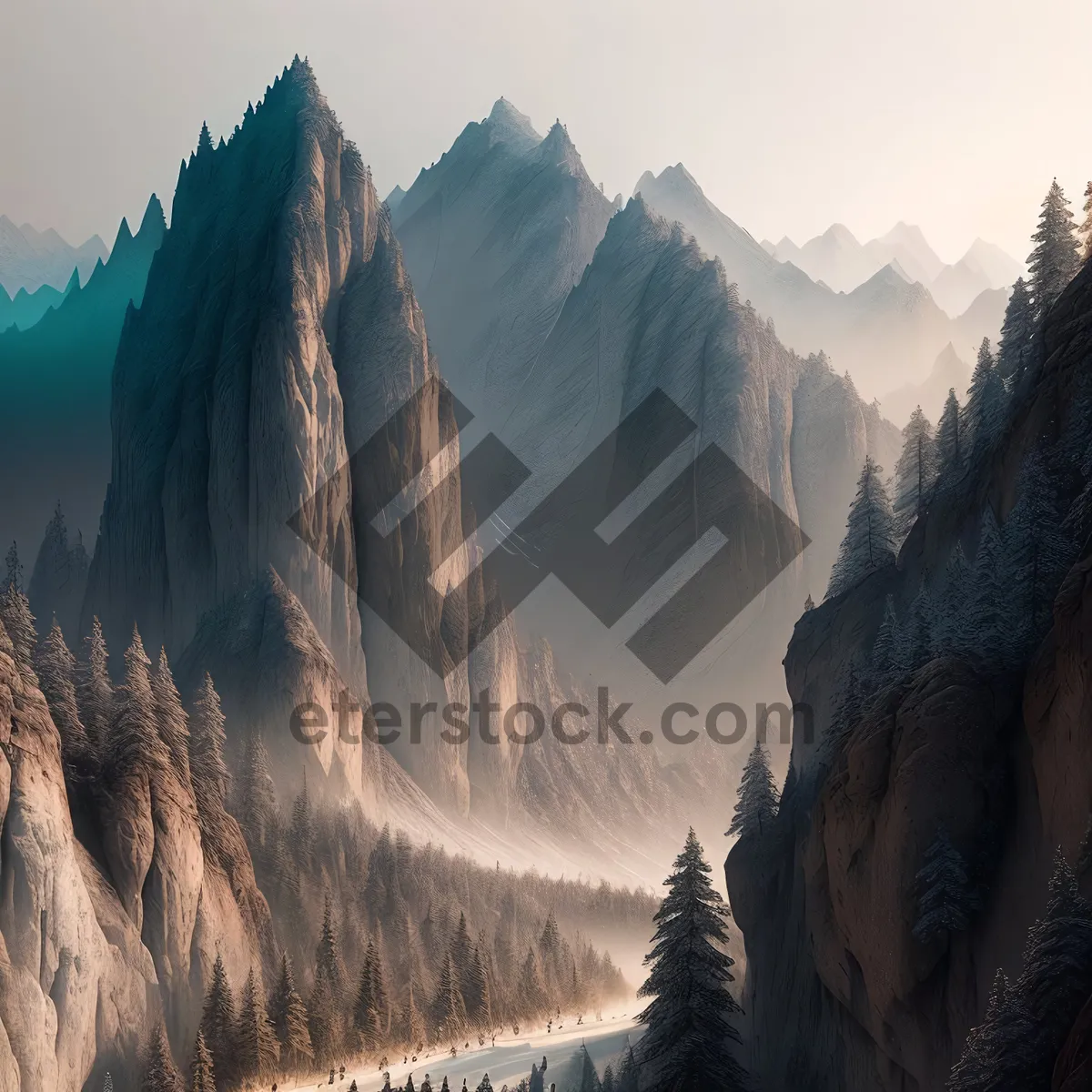 Picture of Snowy Peaks and Majestic Valleys