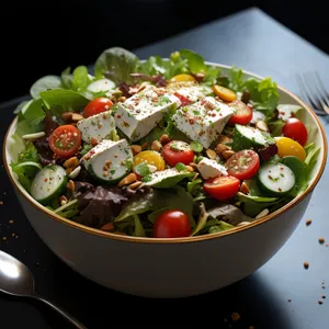 Fresh and healthy mixed vegetable salad with cheese