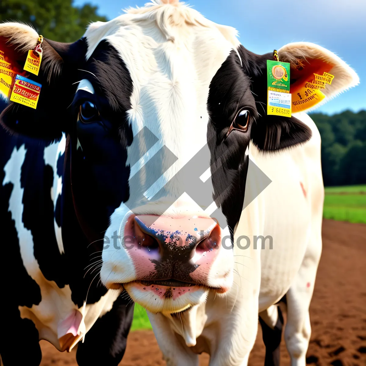 Picture of Rural Livestock Grazing in Green Pasture