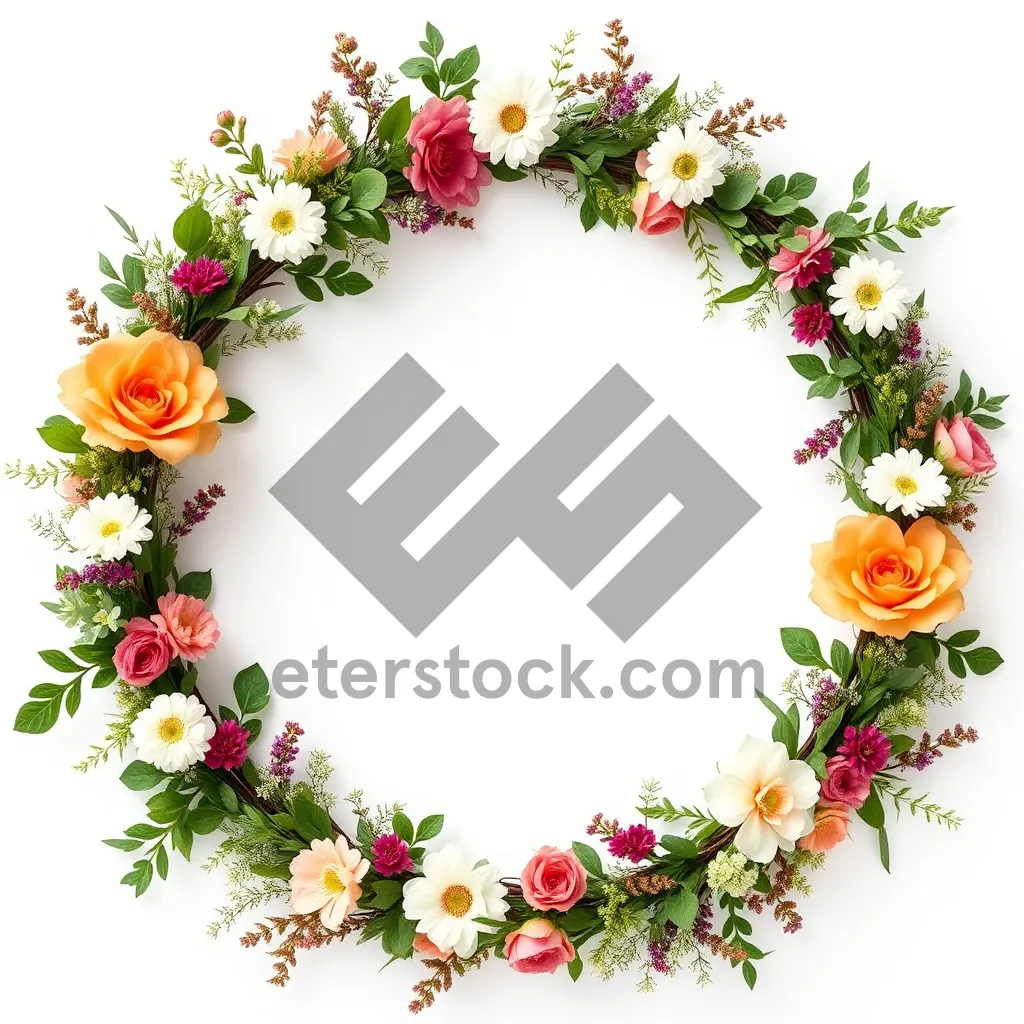 Picture of Floral border design element with holly ornament.