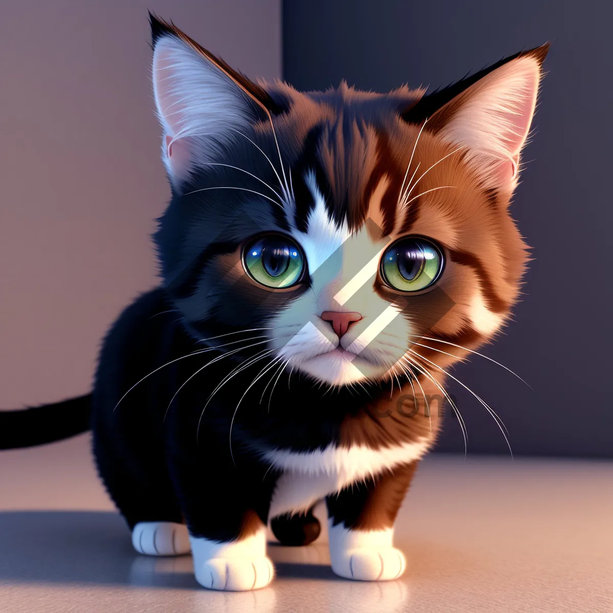 Picture of Curious Fluffy Tabby Kitty with Pretty Whiskers
