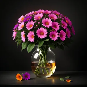 Colorful Floral Bouquet in Pink Vase
