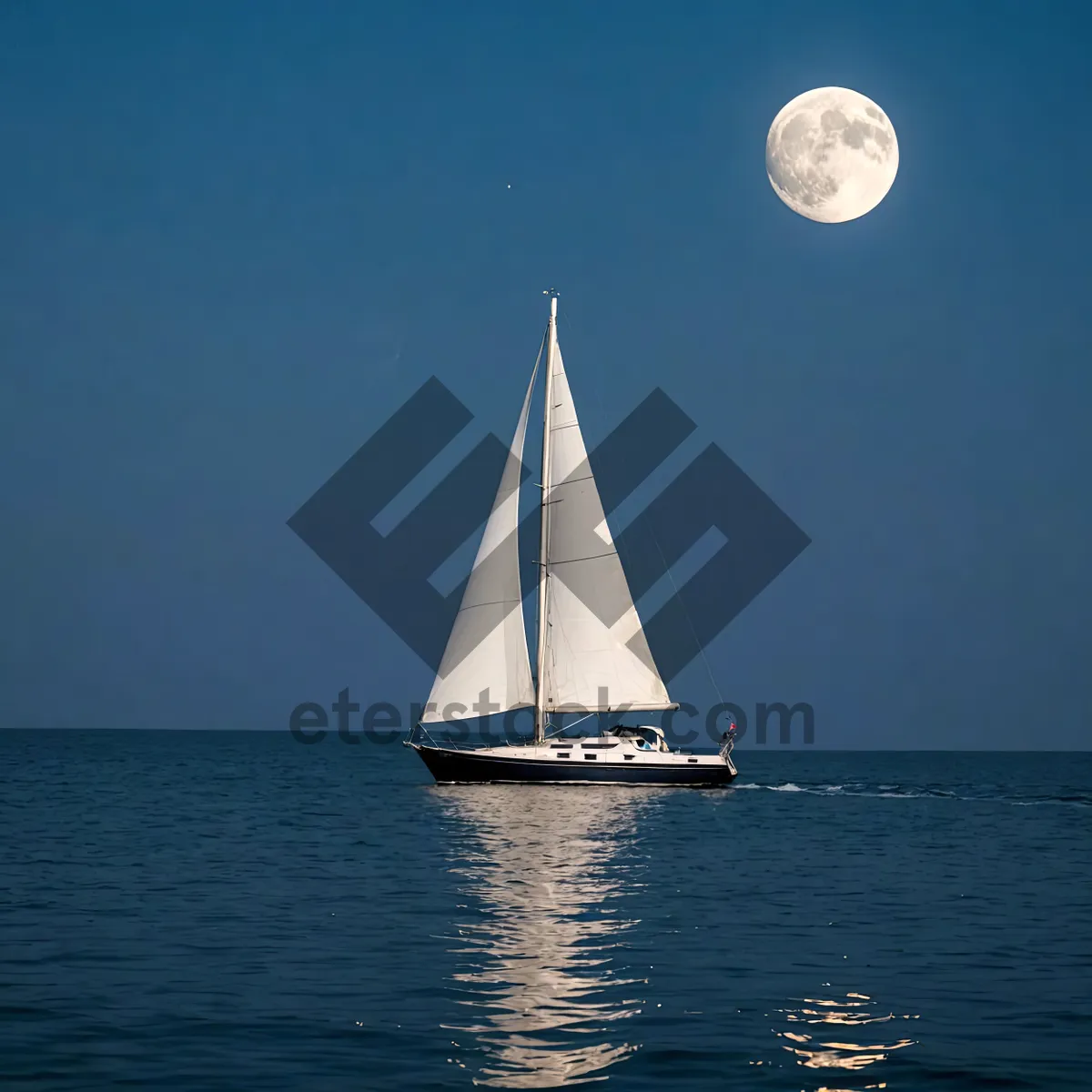 Picture of Sailboat Sailing Under a Full Moon