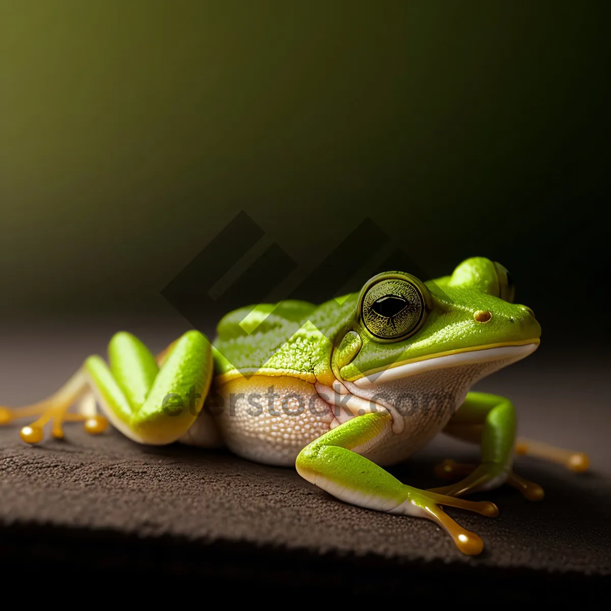 Picture of Vibrant Eyed Tree Frog Peeking Through Leaves