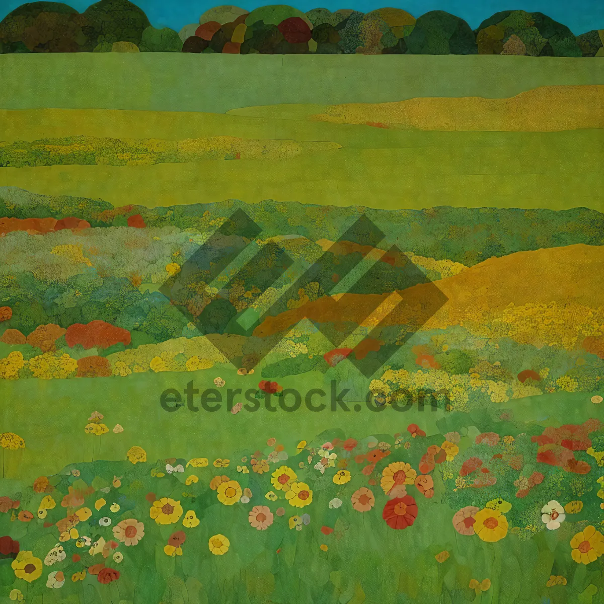 Picture of Vibrant Summer Quilt on Grass Field