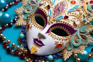 Golden Venetian Mask for Carnival Celebration