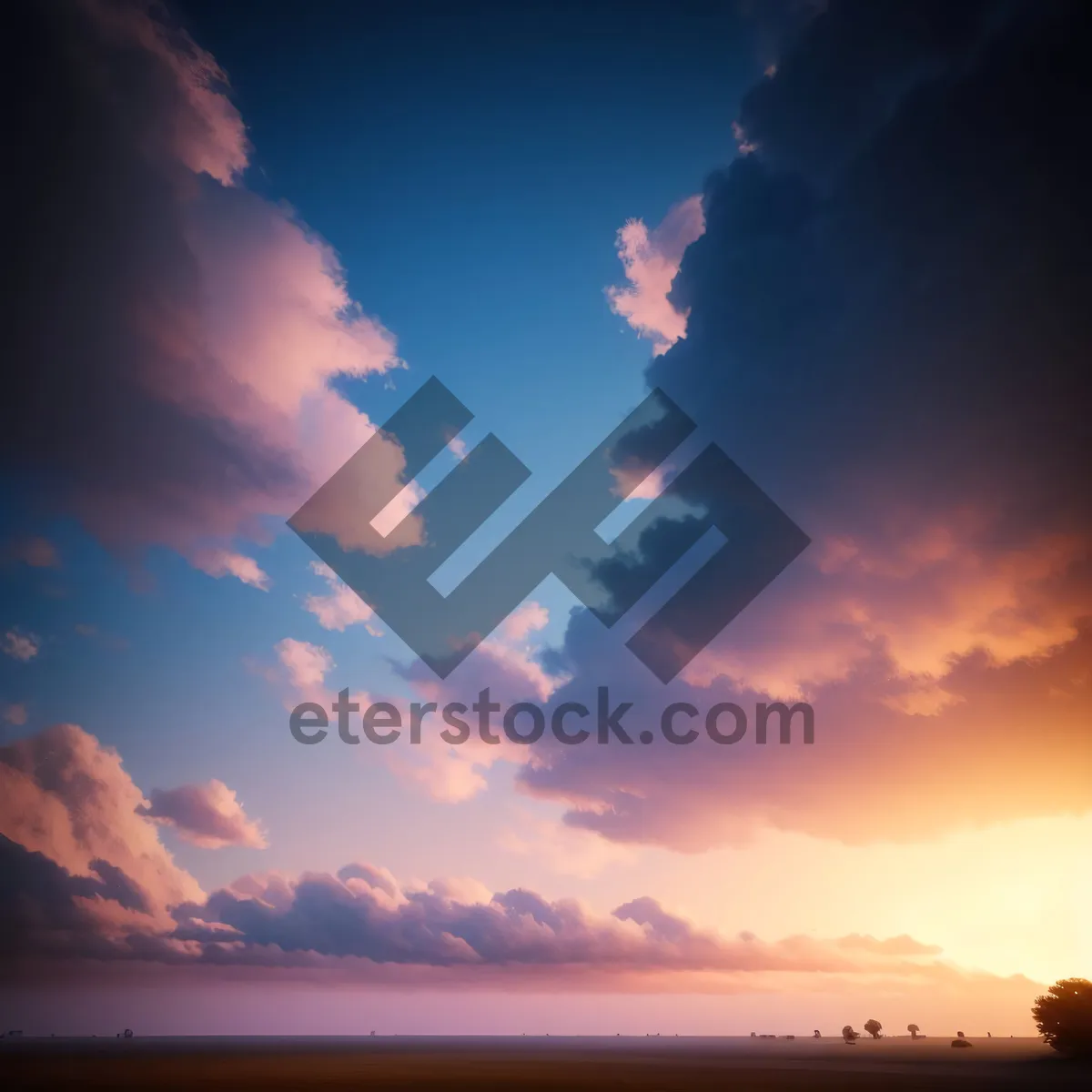 Picture of Vibrant Sunset Sky with Dramatic Clouds