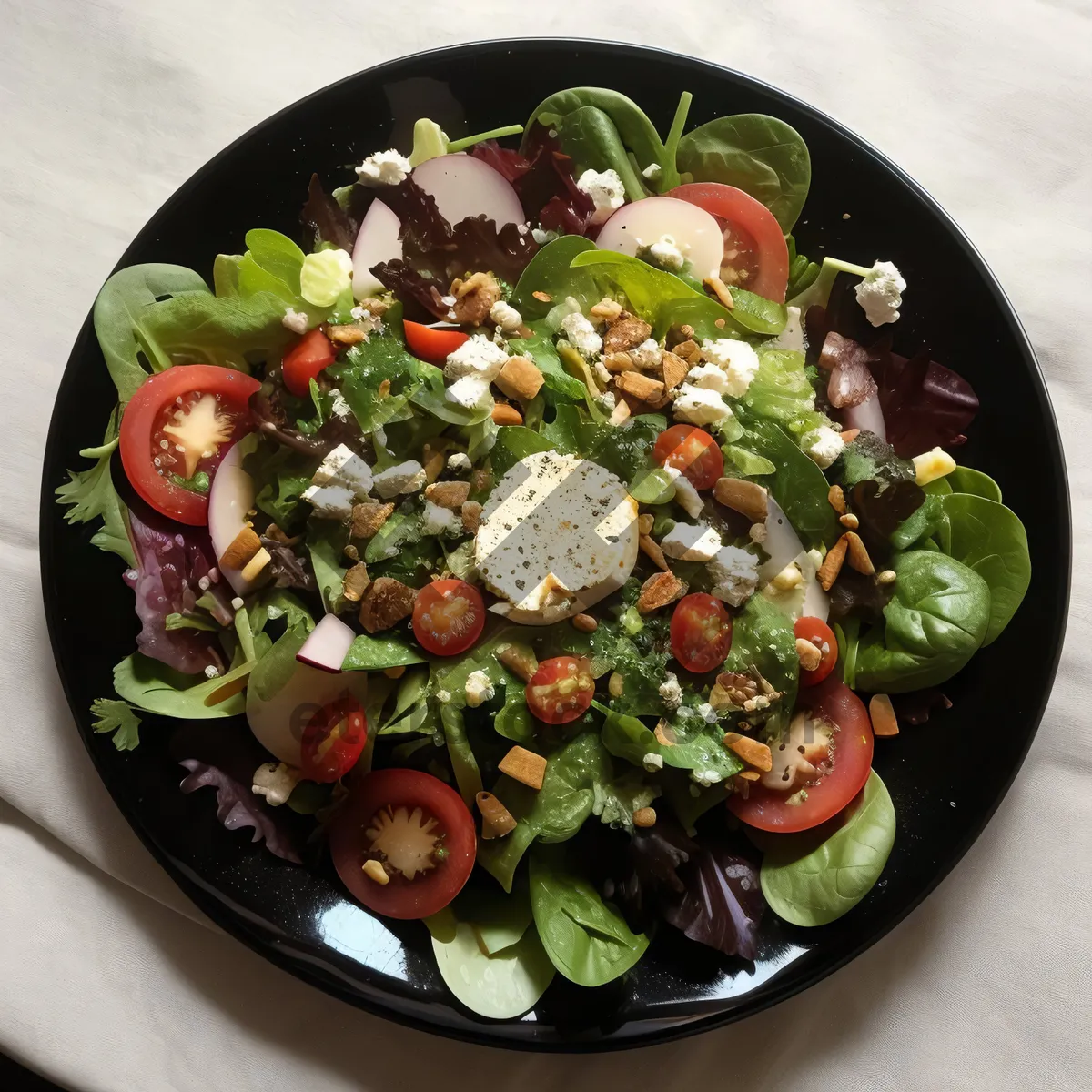 Picture of Grilled chicken salad with fresh vegetables and olives