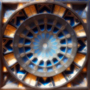 Architectural Dome: Illuminated Interior Structure with Circular Window Covering