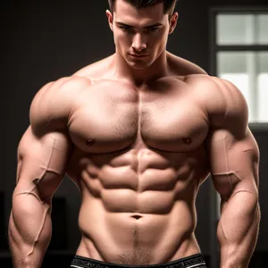 Powerful and Fit Male Bodybuilder with Sculpted Abs