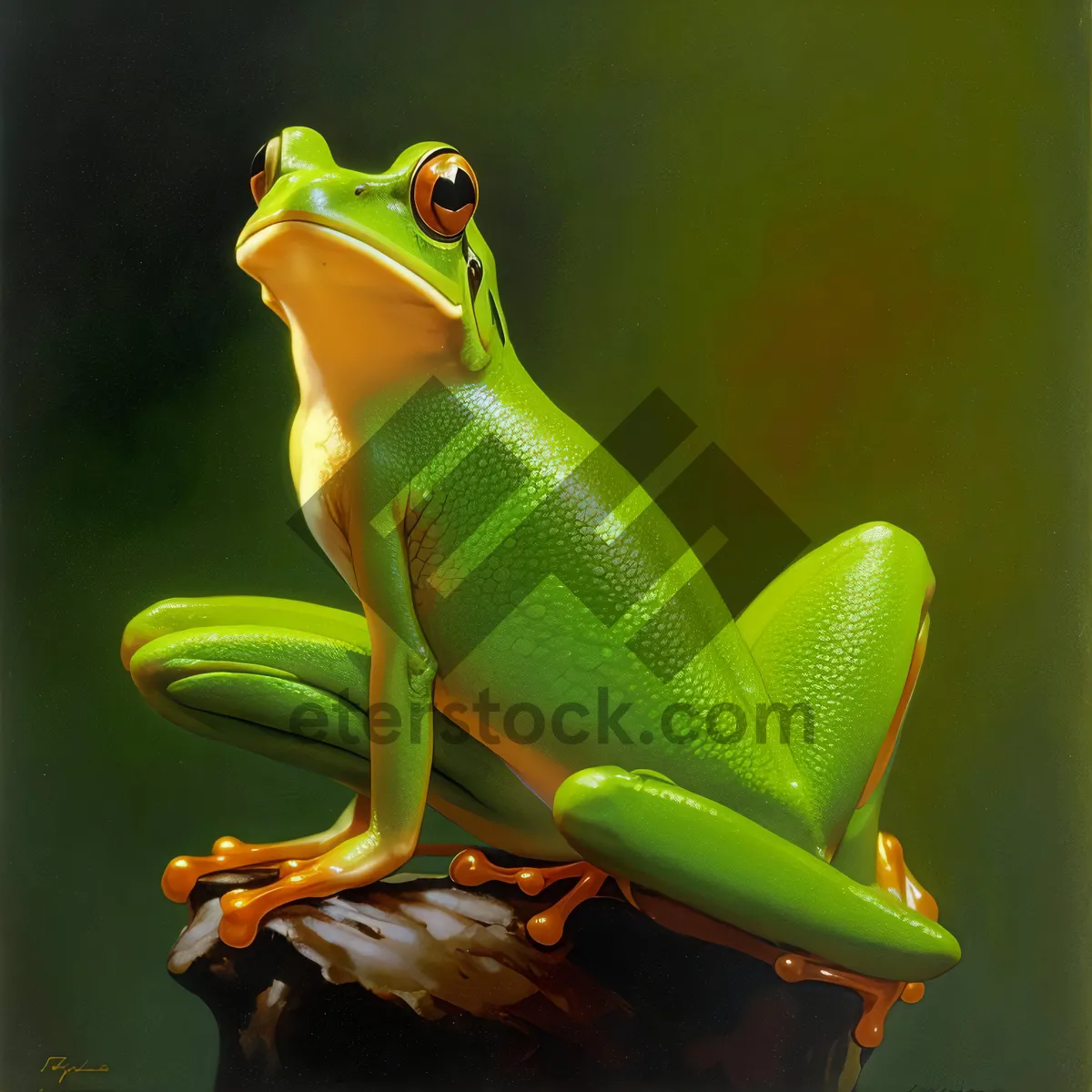 Picture of Vibrant Orange Eyed Tree Frog in Abstraction