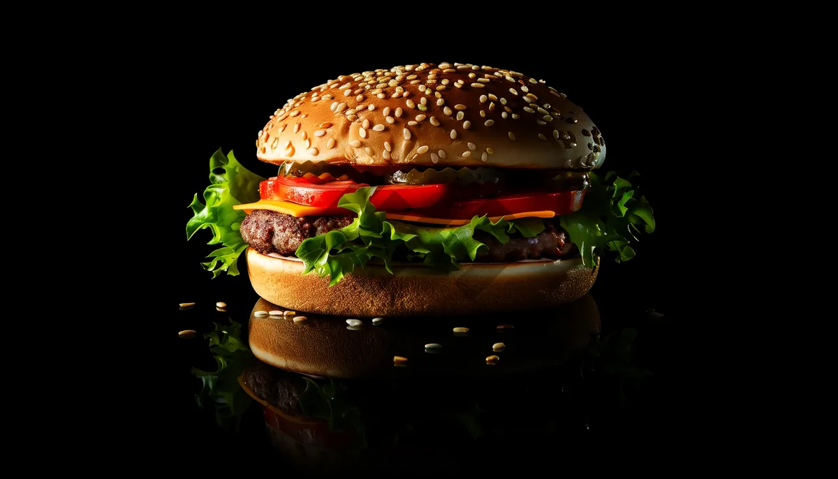 Picture of Grilled Cheeseburger with Fresh Salad and Tomato