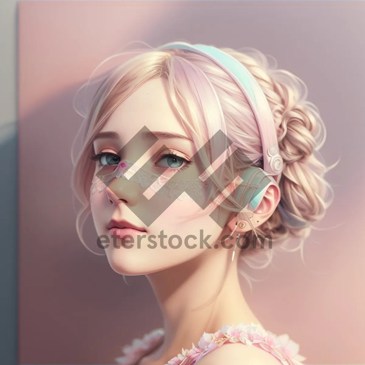 Picture of Blonde Beauty with Sensual Eyes and Elegant Hairstyle