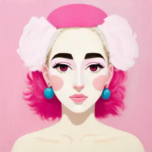 Cartoon Fashion Portrait: Glamorous Housewife with Styled Hair and Makeup