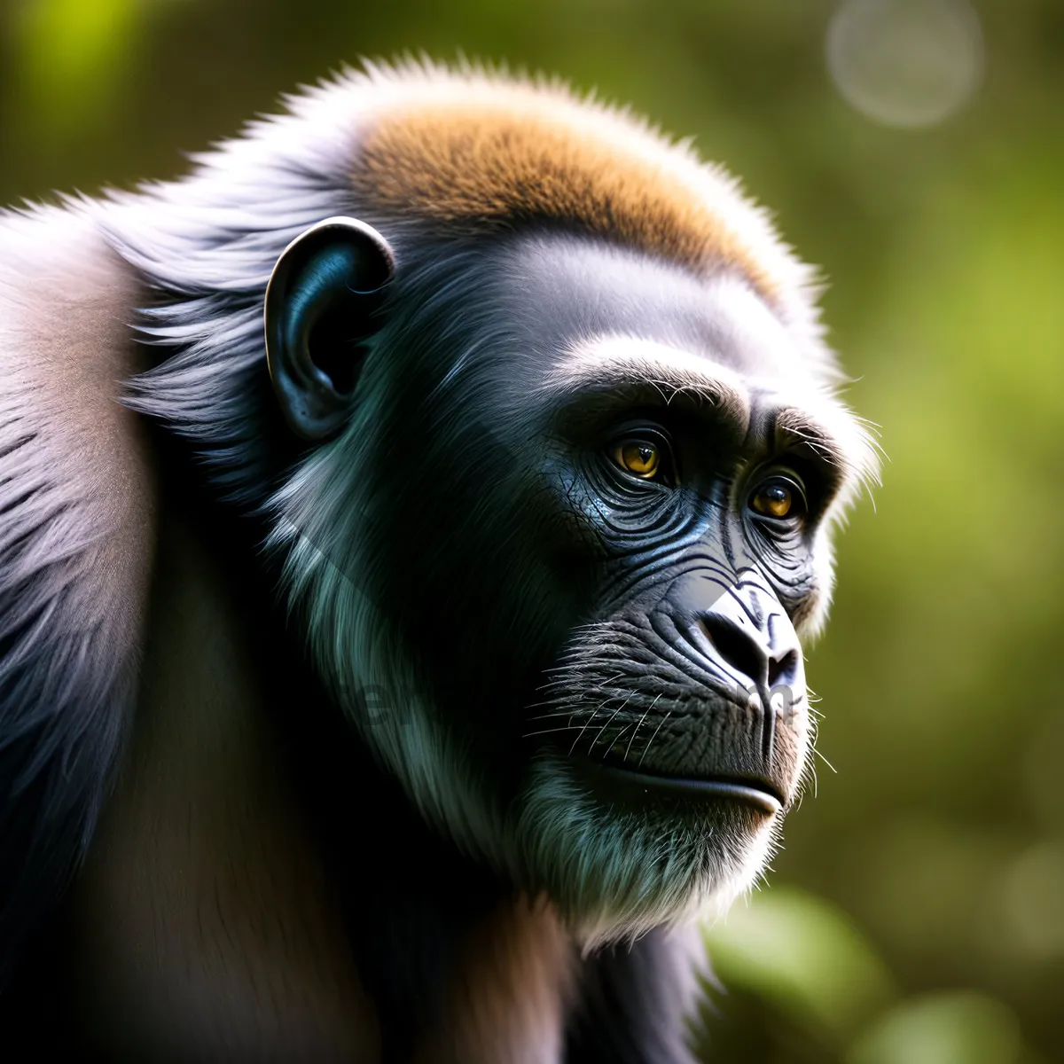 Picture of Wild Primate Family in Natural Jungle Habitat