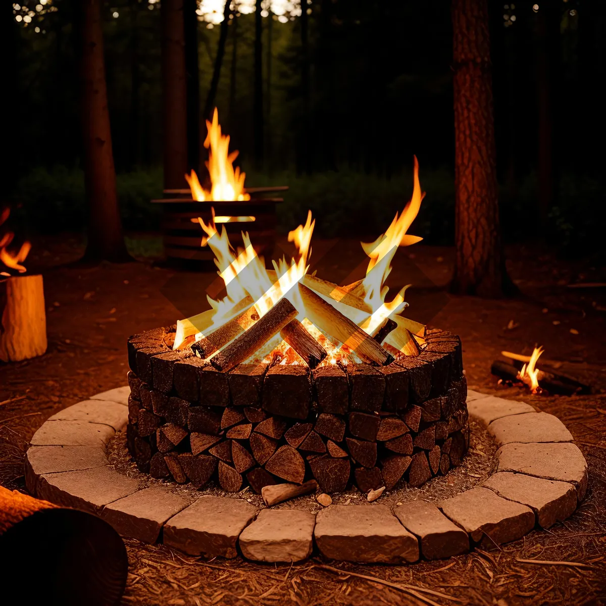 Picture of Fiery Menorah Illuminating the Fireplace