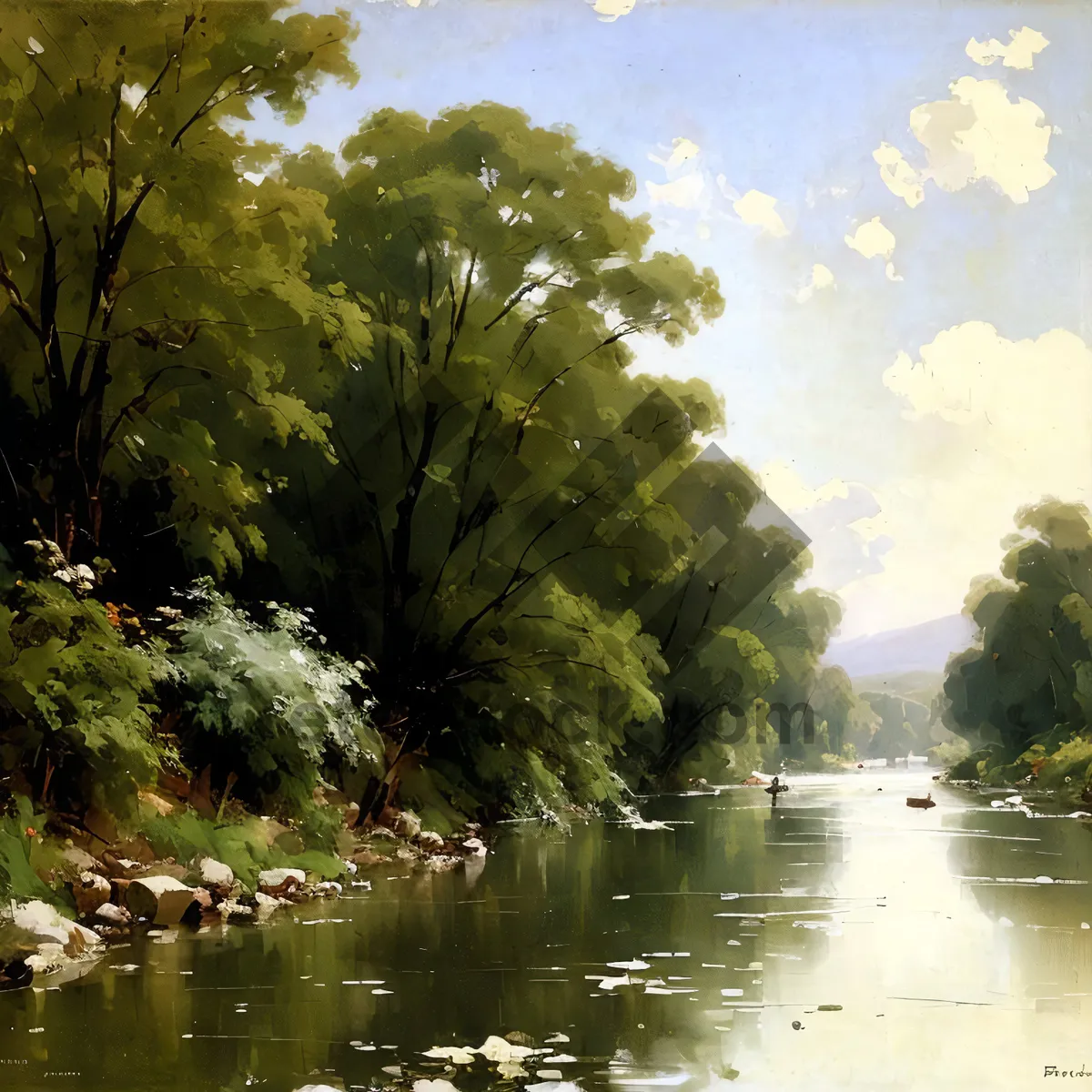 Picture of Tranquil River Through Woody Forest