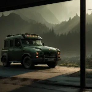 Speeding Jeep on the Open Road