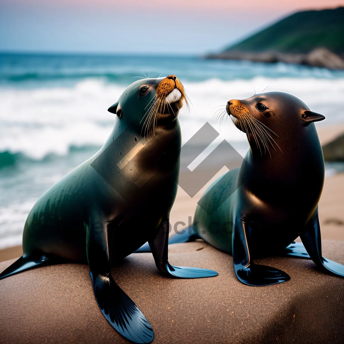 Picture of Playful Sea Lion enjoying the ocean waves