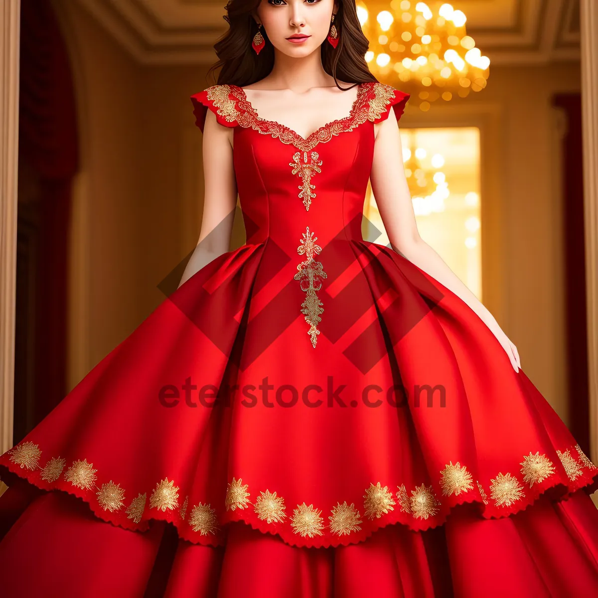 Picture of Stylish Sensuality: Fashionable Dinner Dress for Attractive Lady