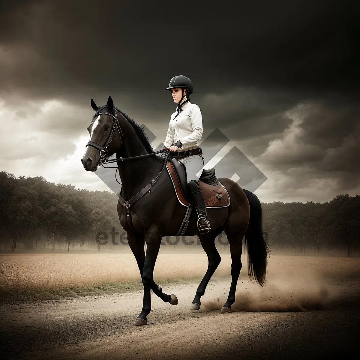 Picture of Rider on Horseback at Outdoor Equestrian Event