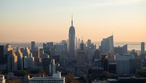 City financial district skyline at night