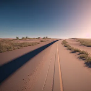 Sunset Drive: A Serene Journey Across Sand Dunes.