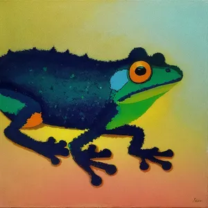 Vibrant Eyed Tree Frog in Wild Abstraction