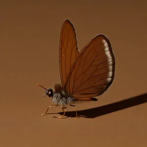 Colorful Lacewing Insect With Orange Wings On Flower