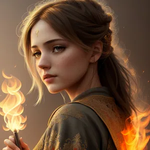 Seductive Fire-haired Fashion Model in Fiery Portrait