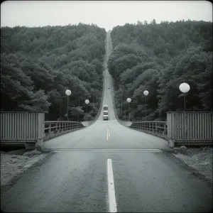 Suspension Bridge Crossing Majestic Tree-Lined Landscape