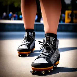 Stylish black leather skate shoes with rubber sole