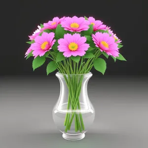 Pink Floral Bouquet in Colorful Vase