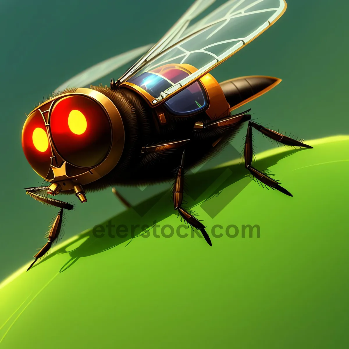 Picture of Vibrant Ladybug on Green Leaf