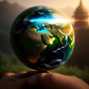 Glass Globe on Oceanic Landscape