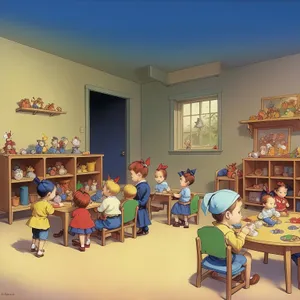 Modern Classroom Interior with Sleek Furniture