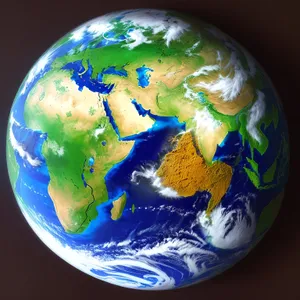 3D Earth Marble Sculpture - Global Celestial Sphere