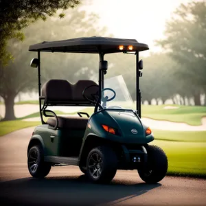 Golf Cart on Green Grass: Transportation for Golfers