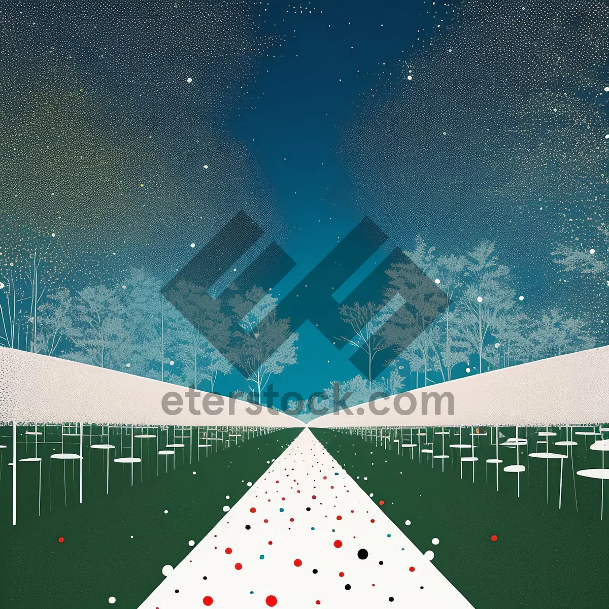 Picture of Frosty Winter Wonderland with Glittering Snowflake Stars