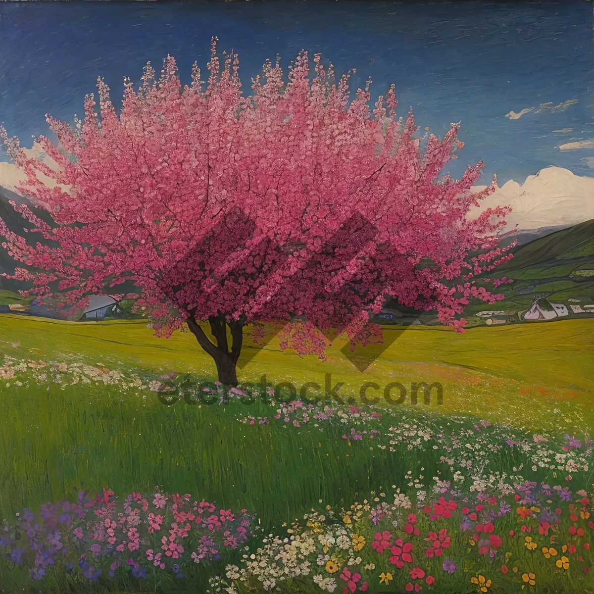 Picture of Colorful Spring Blossoms in a Rural Garden