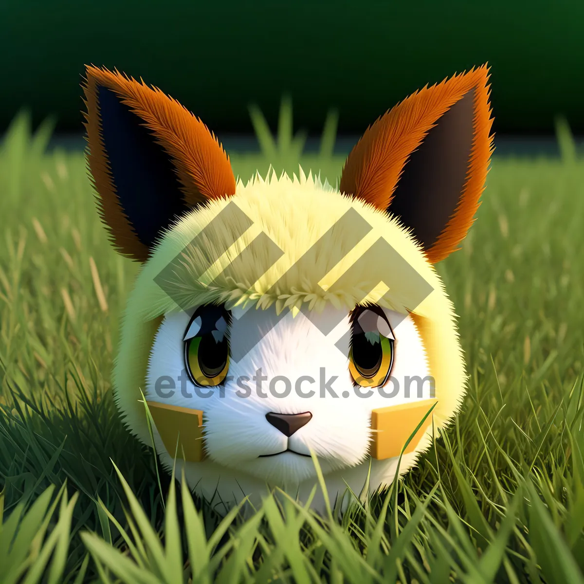 Picture of Fluffy Bunny in a Green Meadow