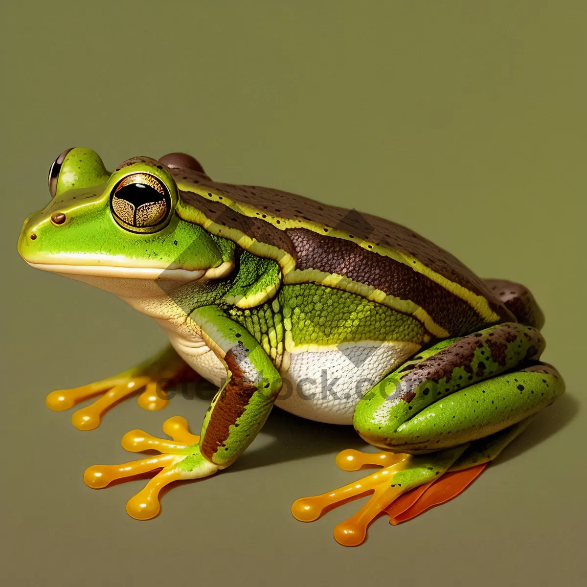 Picture of Colorful-eyed Tree Frog Peeping from Leaf